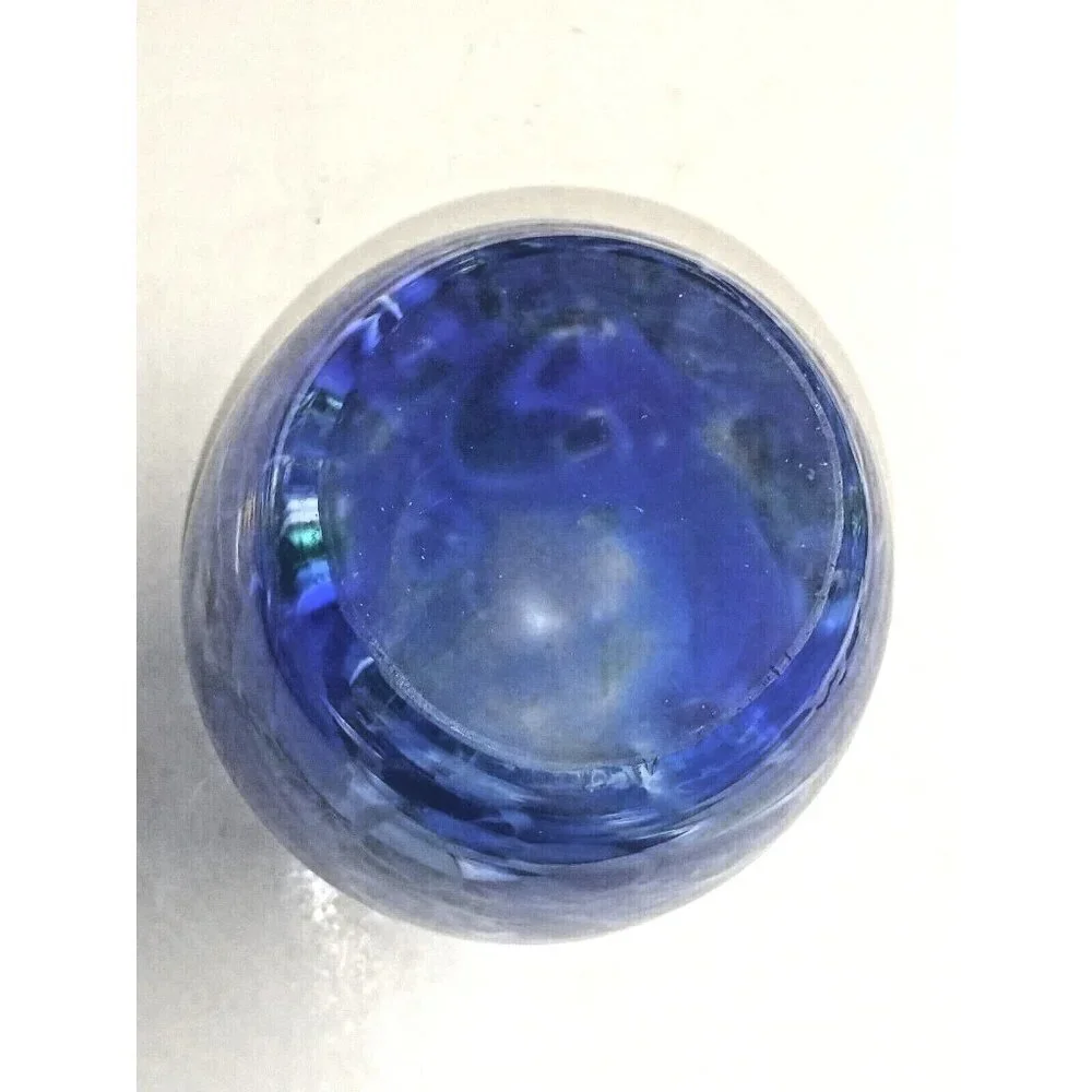 Art Glass vase Splatter Mottled/Thumb print blue White Murano style 9
